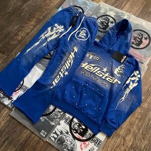 Hellstar Blue Graphic Hoodie and Sweatpants Set